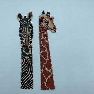 Pair of African Animal Leather Bookmark